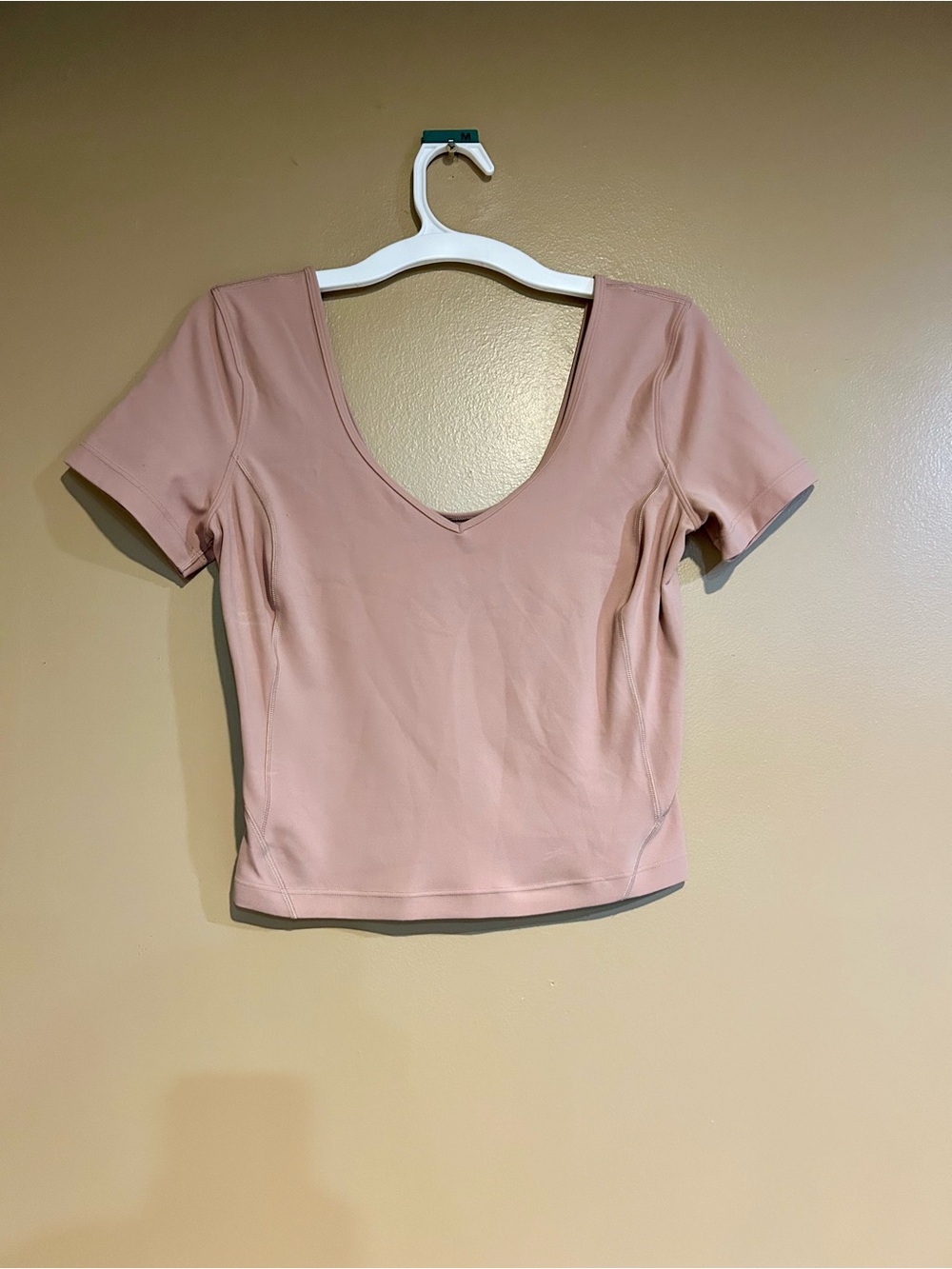 lululemon athletica Short-Sleeve V-Neck Crop Top in Blush Pink